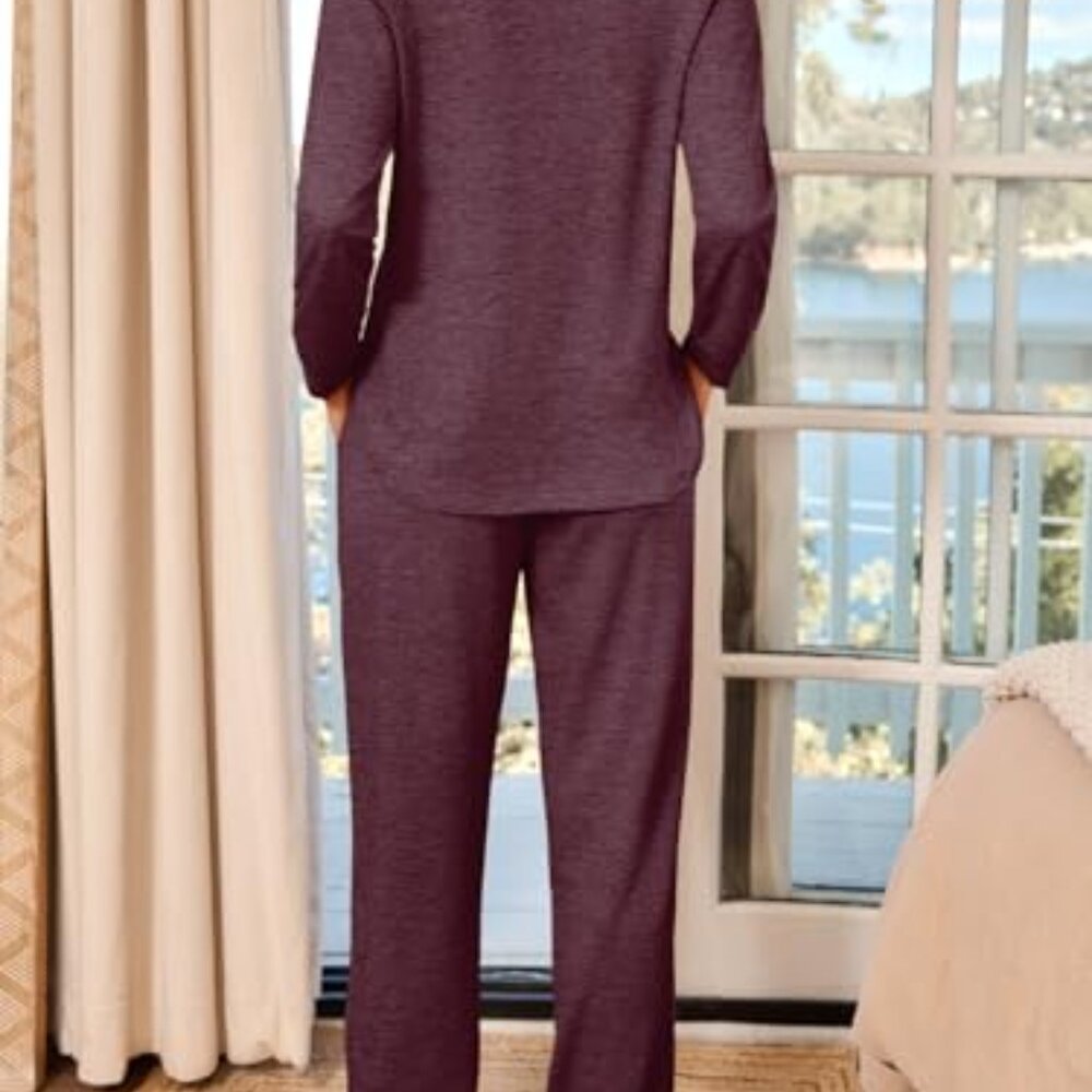 Oversized Loungewear Set Comfy Chic Relaxed Fit Two Piece Pajamas Joggers - Picture 5 of 8